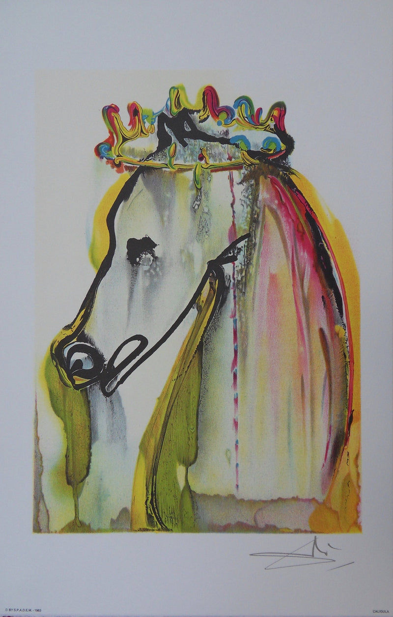 Salvador DALI : Les Chevaux, Caligula, 1983, Lithographie originale signée