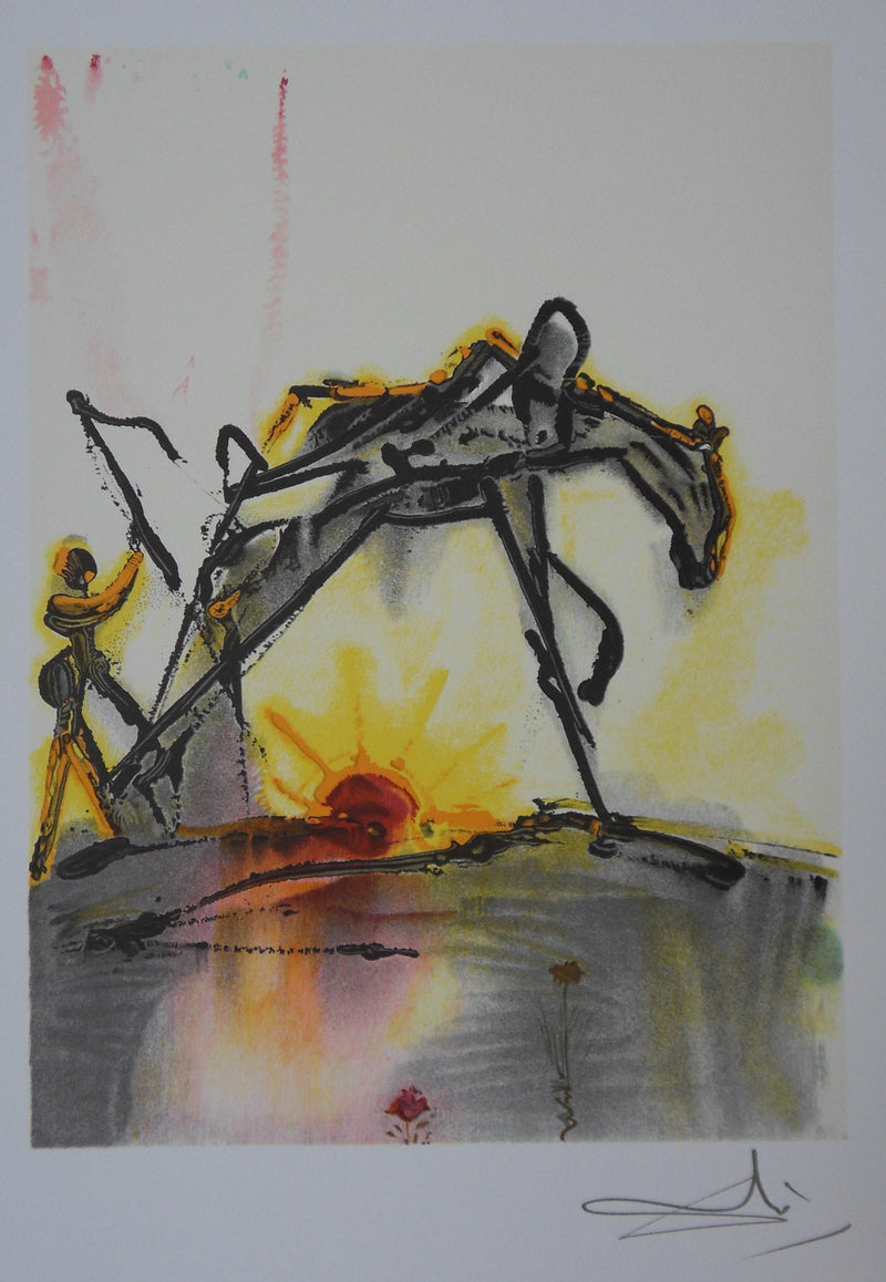 Salvador DALI : Les Chevaux, le Cheval de Labeur, Lithographie signée