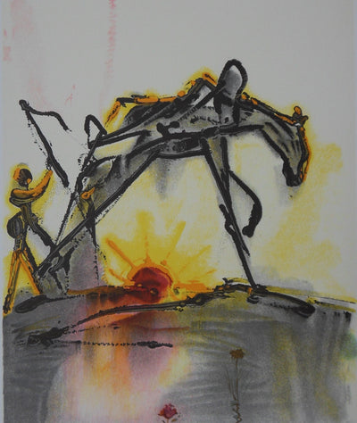 Salvador DALI : Les Chevaux, le Cheval de Labeur, Lithographie signée