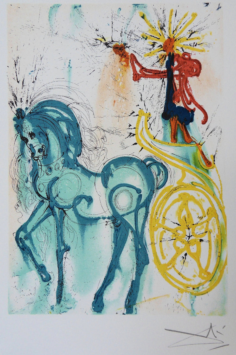 Salvador DALI : Les Chevaux, Le Cheval de Triomphe, Lithographie signée