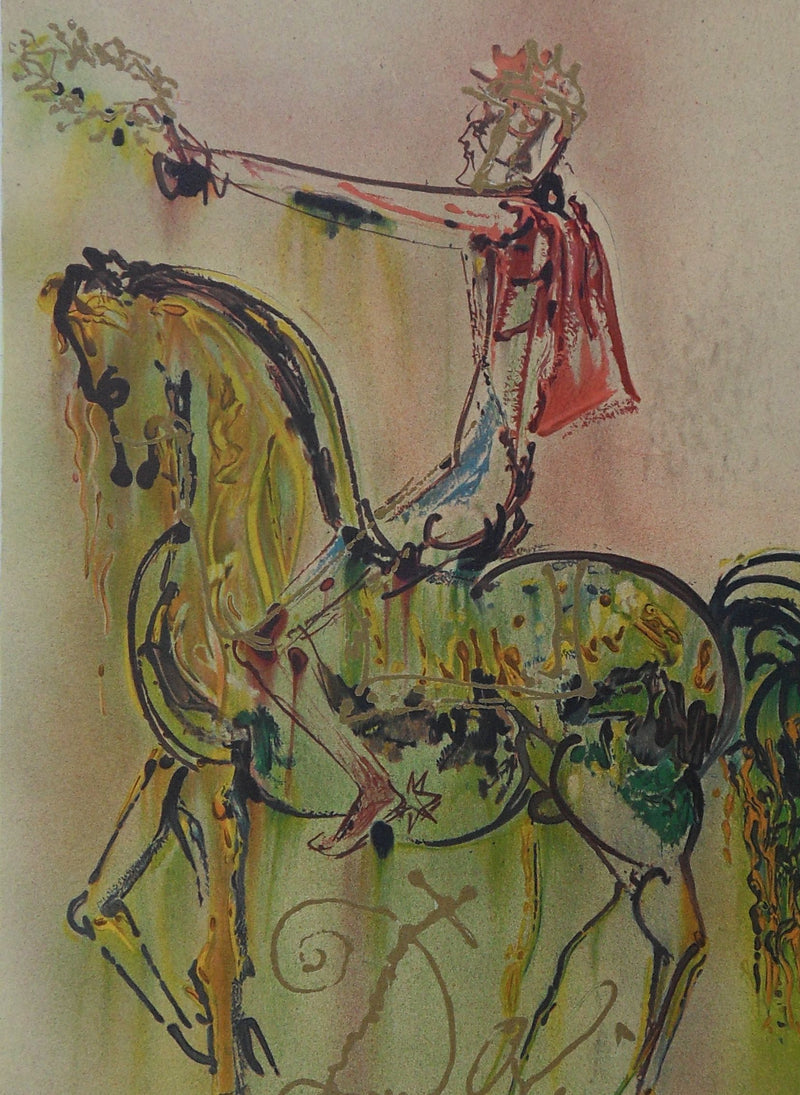 Salvador DALI : Les Chevaux, Le Chevalier Romain, Lithographie signée