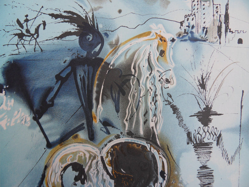 Salvador DALI : Les Chevaux, Don Quichotte, Lithographie signée