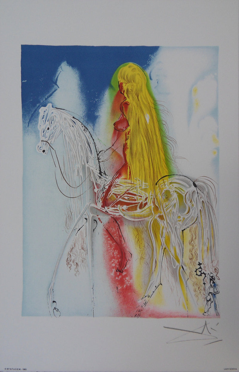 Salvador DALI : Les Chevaux, Lady Godiva, Lithographie signée