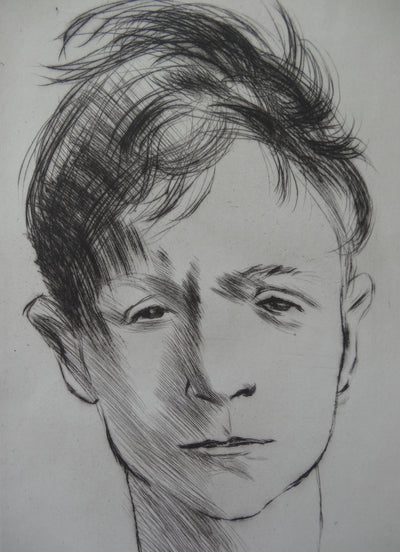 André JACQUEMIN : Portrait de jeune homme, Gravure originale signée