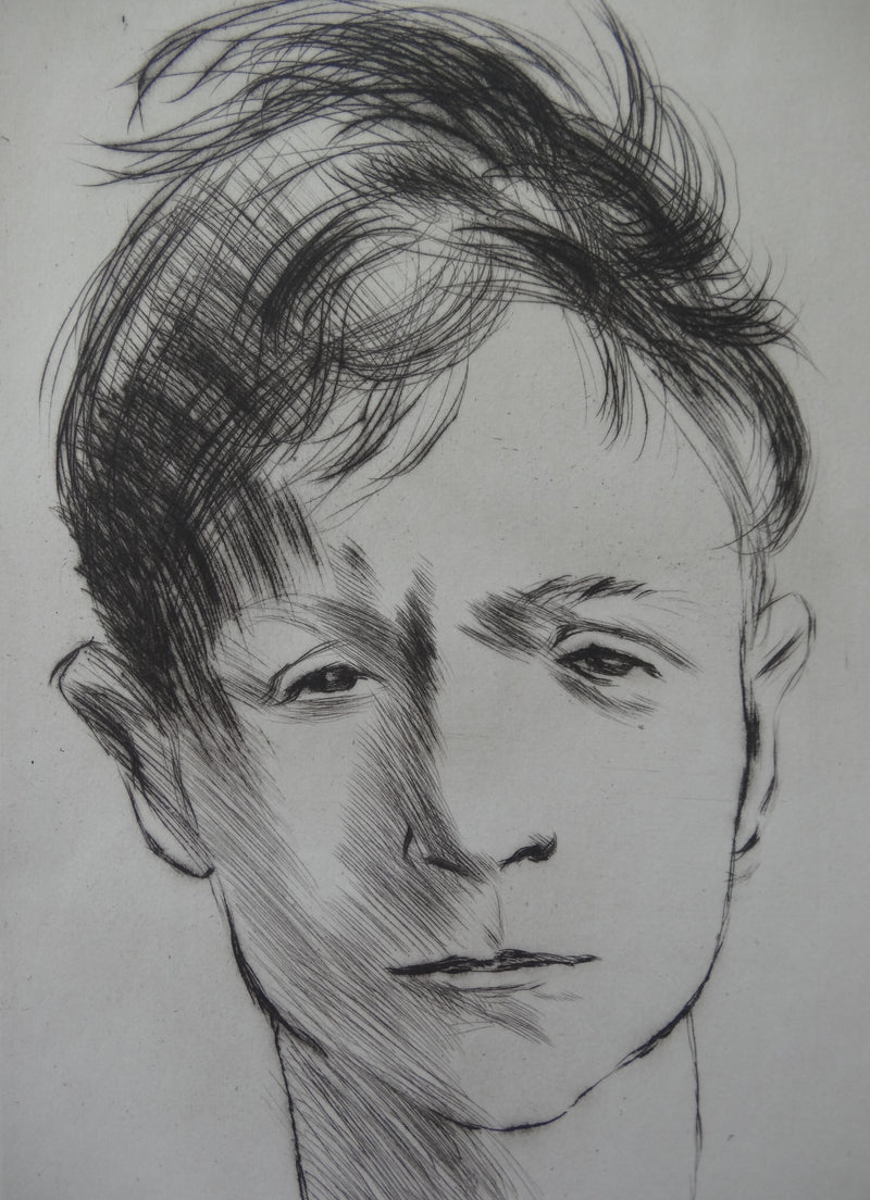 André JACQUEMIN : Portrait de jeune homme, Gravure originale signée
