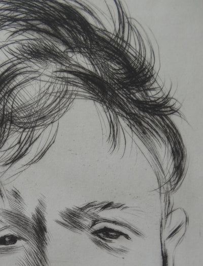 André JACQUEMIN : Portrait de jeune homme, Gravure originale signée