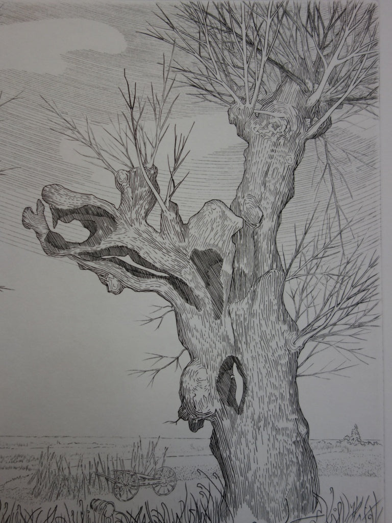André Roland BRUDIEUX : Les vieux arbres noueux, Gravure originale signée