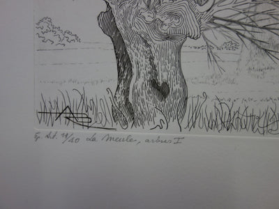 André Roland BRUDIEUX : Les vieux arbres noueux, Gravure originale signée