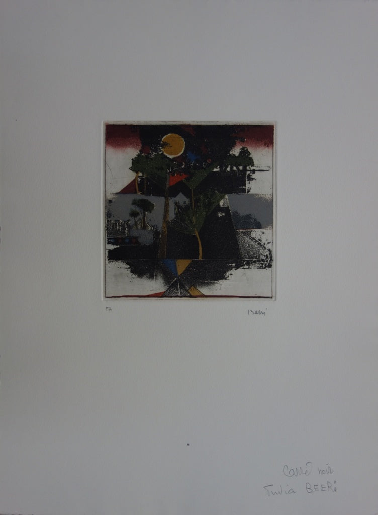 Tuvia BEERI : Carré noir, Gravure originale signée