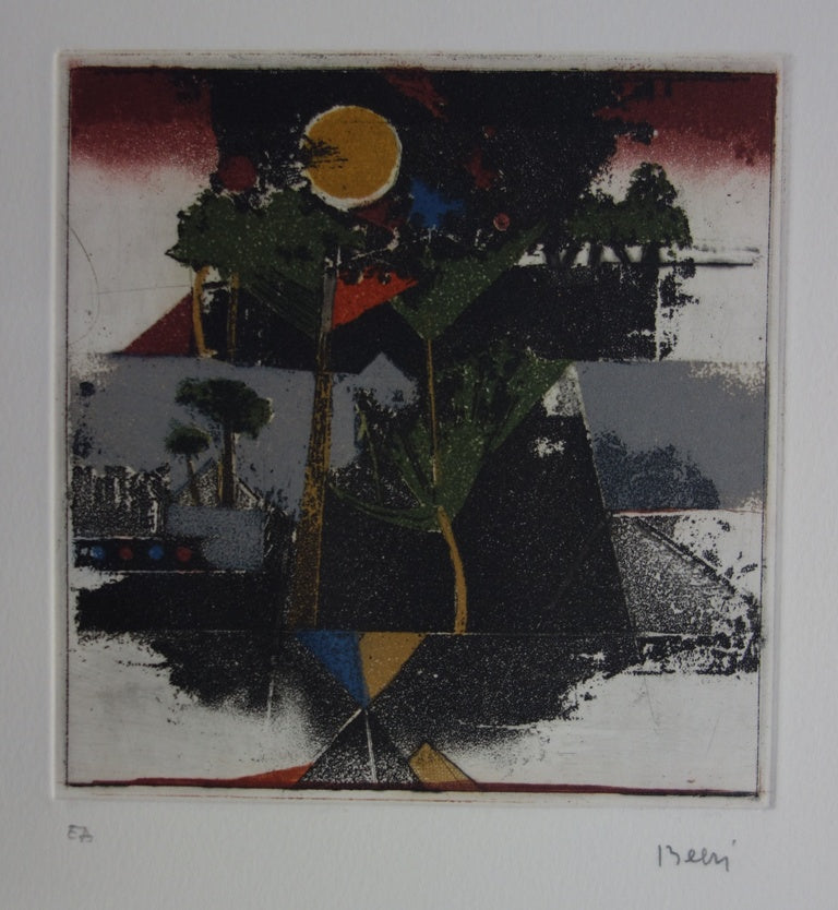 Tuvia BEERI : Carré noir, Gravure originale signée