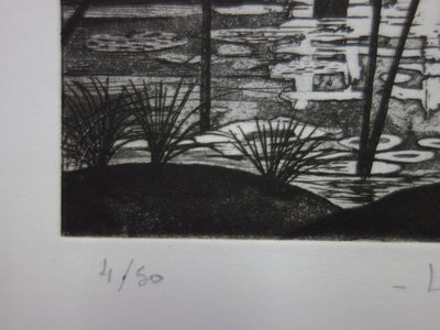 Simone VRAIN : Lune d’automne, Gravure originale signée