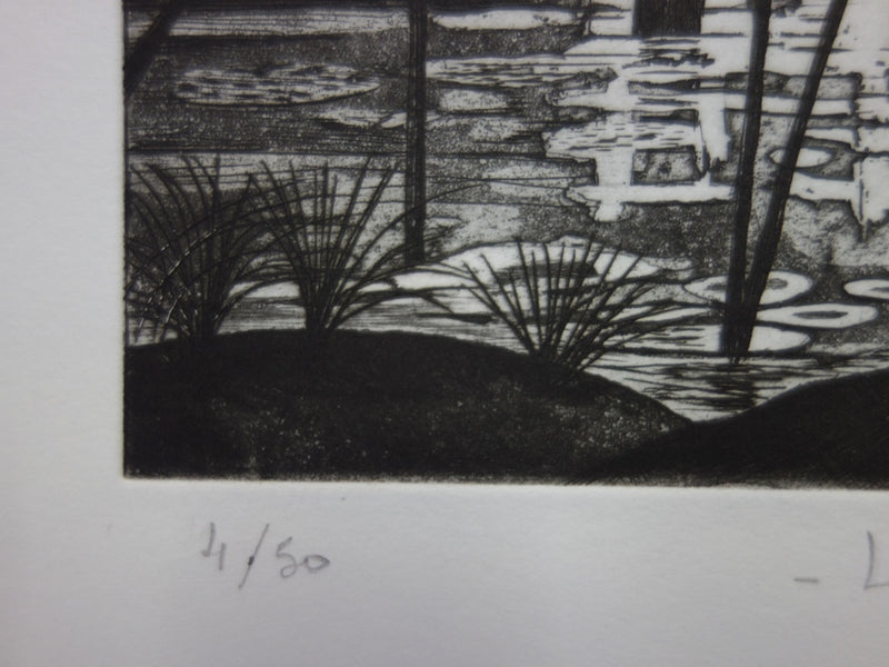 Simone VRAIN : Lune d’automne, Gravure originale signée