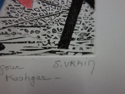 BT Simone VRAIN: Little Ouigour girl, Original signed engraving