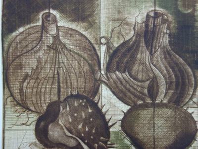 Brigitte COUDRAIN : Les oignons, Gravure originale (photo de détail 4) - Crédit photo : Galerie Art.Paris