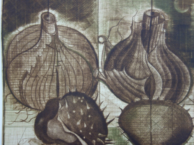 Brigitte COUDRAIN : Les oignons, Gravure originale (photo de détail 4) - Crédit photo : Galerie Art.Paris