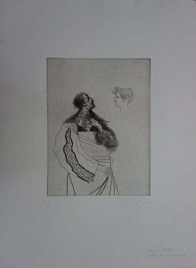 Miguel CONDE : Le peintre et son modèle, Gravure originale signée