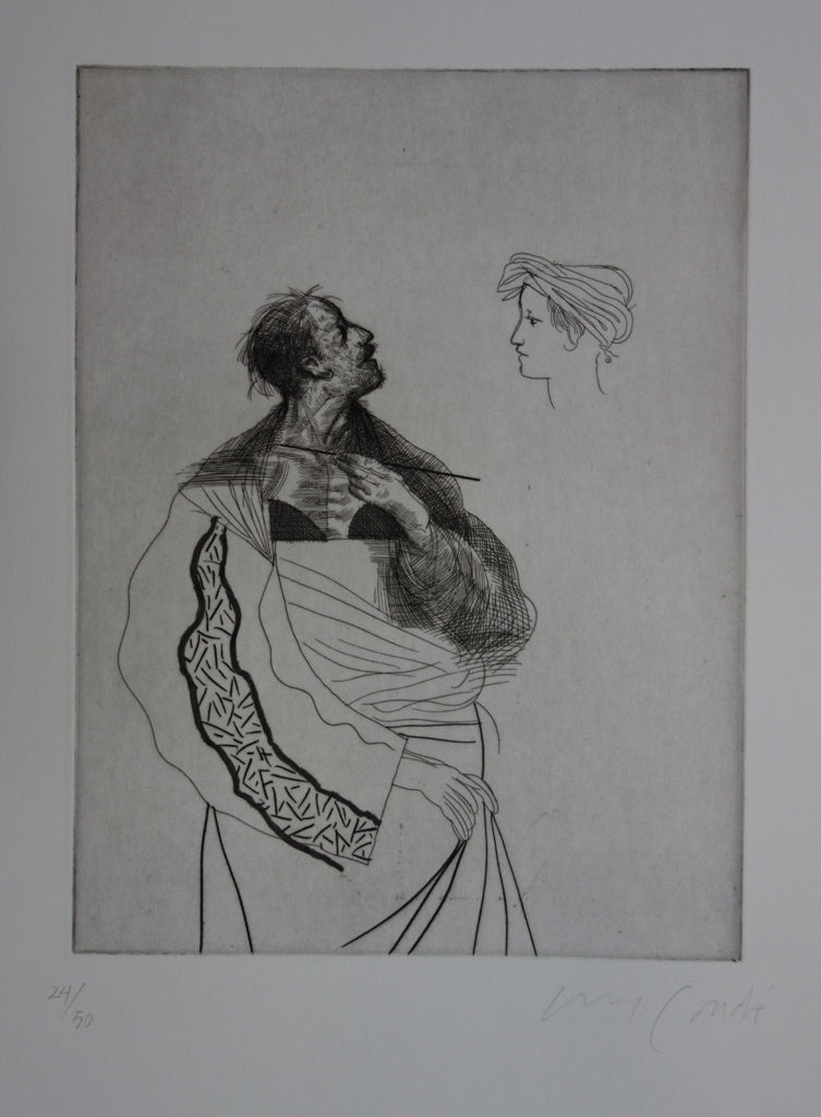 Miguel CONDE : Le peintre et son modèle, Gravure originale signée