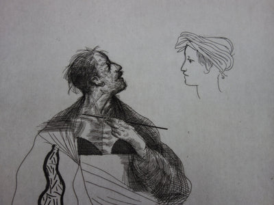 Miguel CONDE : Le peintre et son modèle, Gravure originale signée