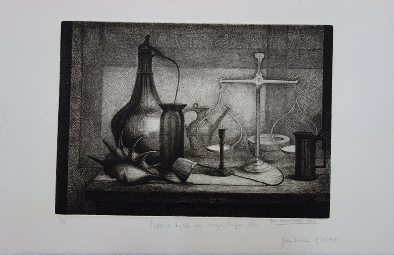 Jean-Marie ESTEBE : Nature morte au coquillage, Gravure originale signée
