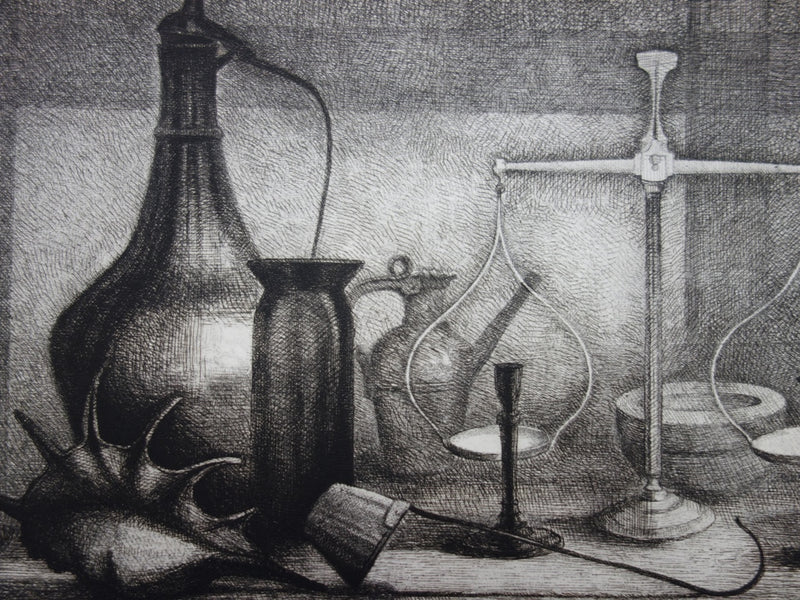 Jean-Marie ESTEBE : Nature morte au coquillage, Gravure originale signée