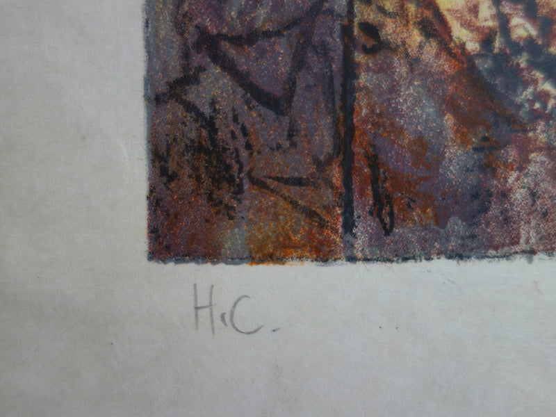 BT Gabriel DAUCHOT: Frau mit Regenschirm, Original signierte Lithographie