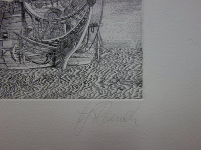 Hans Georg RAUCH : Le bateau kaleïdoscope, Gravure originale signée