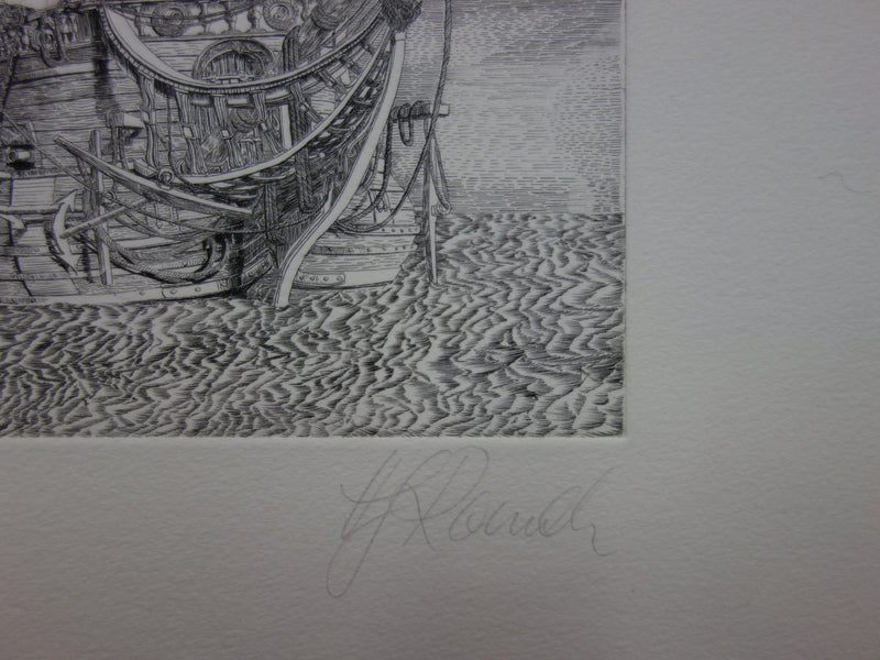 Hans Georg RAUCH : Le bateau kaleïdoscope, Gravure originale signée