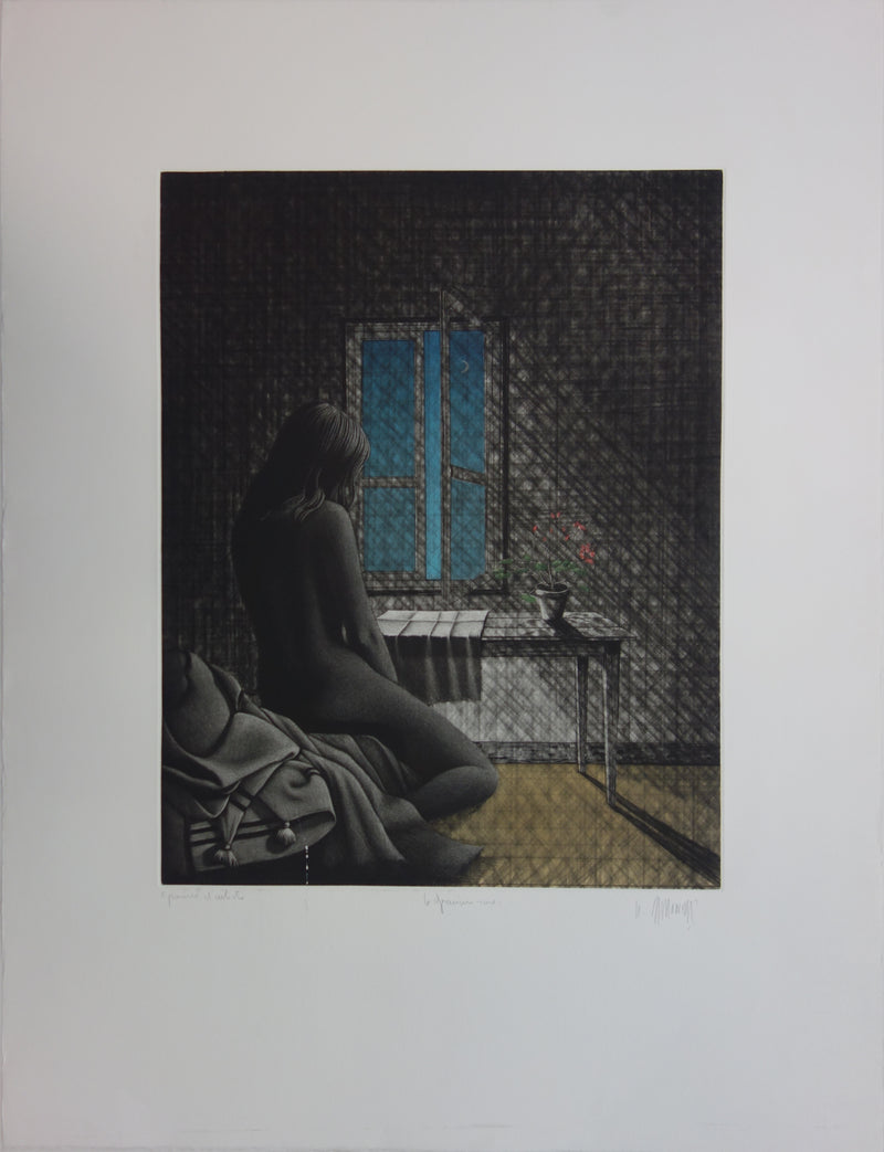 BT Michel MATHONNAT: The Garden of Eden, Original engraving signed in pencil