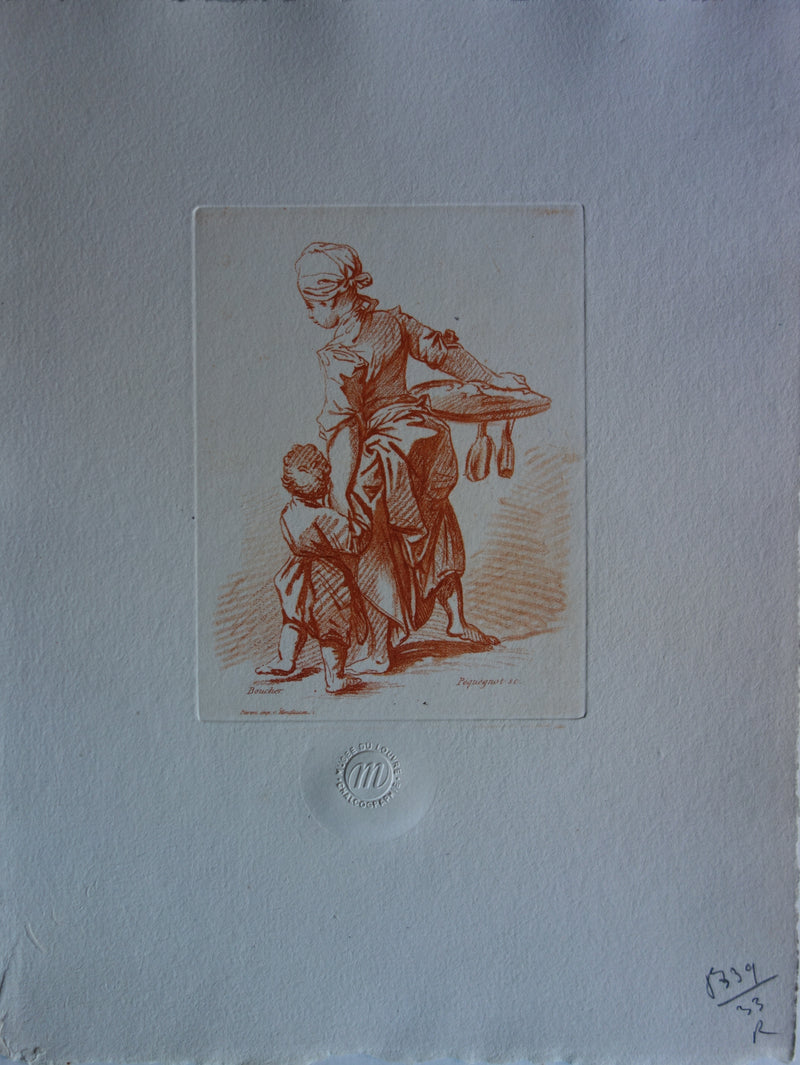 François BOUCHER : Mère et fils, Gravure
