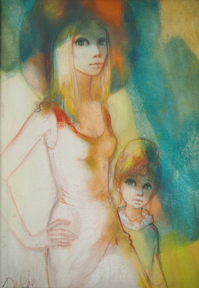 Jean-Baptiste VALADIE : Les deux soeurs, Huile sur toile signée