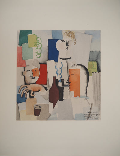 Roger DE LA FRESNAYE : Déjeuner entre amis (La Madelon), Lithographie originale (photo de détail 3) - Crédit photo : Galerie Art.Paris