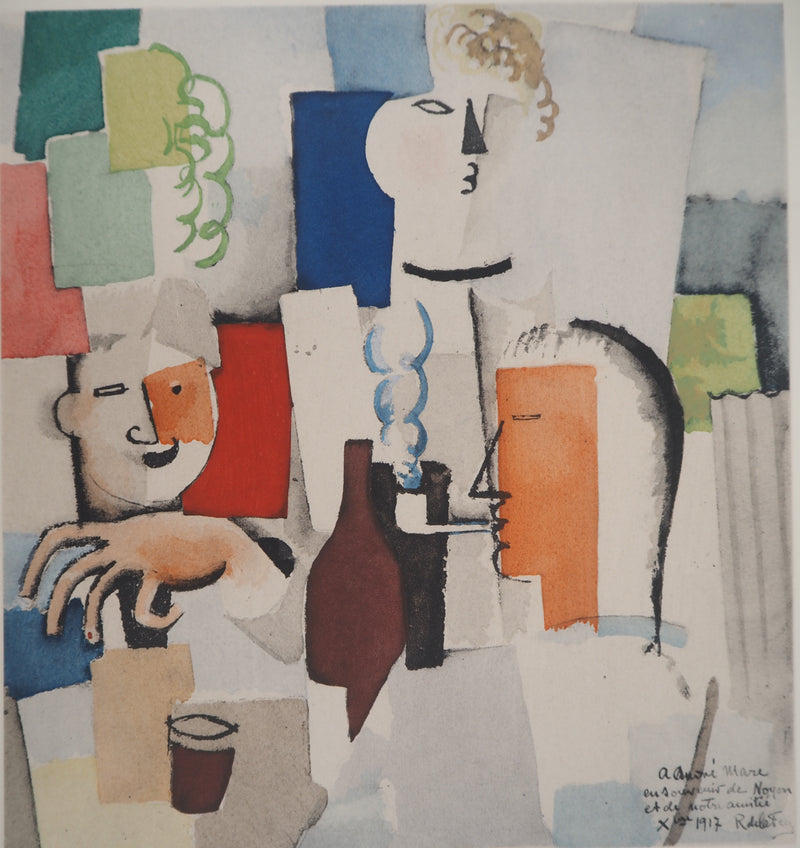 Roger DE LA FRESNAYE : Déjeuner entre amis (La Madelon), Lithographie originale (vue générale) - Crédit photo : Galerie Art.Paris