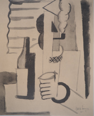 Roger DE LA FRESNAYE : Fumeur de pipe cubiste, Lithographie originale (vue générale) - Crédit photo : Galerie Art.Paris