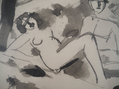 Roger DE LA FRESNAYE : Hommage à Manet, Déjeuner sur l'herbe, Lithographie originale (photo de détail 3) - Crédit photo : Galerie Art.Paris