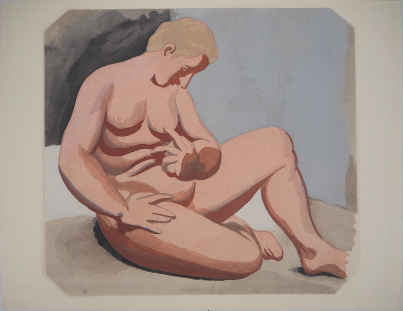 Roger DE LA FRESNAYE : Nu assis, Lithographie originale (vue générale) - Crédit photo : Galerie Art.Paris