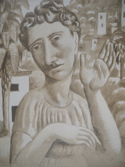 Roger DE LA FRESNAYE : Le rêveur de Grasse, Lithographie originale (photo de détail 2) - Crédit photo : Galerie Art.Paris