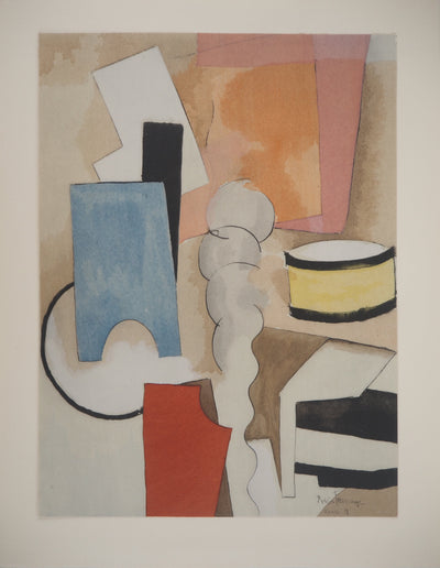 Roger DE LA FRESNAYE : Nature morte cubiste au tambour, Lithographie originale (vue générale) - Crédit photo : Galerie Art.Paris