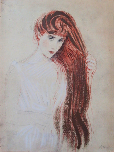 Paul César HELLEU : Femme rousse (la chevelure dorée), Lithographie originale (vue générale) - Crédit photo : Galerie Art.Paris