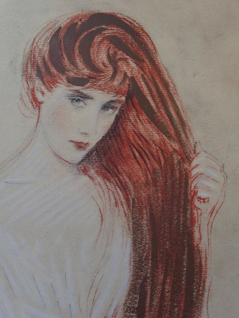 Paul César HELLEU : Femme rousse (la chevelure dorée), Lithographie originale (photo de détail 3) - Crédit photo : Galerie Art.Paris