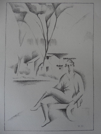 Raymonde HEUDEBERT : Hippolyte au jardin cubiste, Lithographie originale (vue générale) - Crédit photo : Galerie Art.Paris