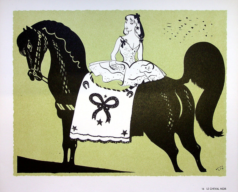 SERGE (Maurice Féaudierre, dit) : Le cheval noir, Lithographie originale signée