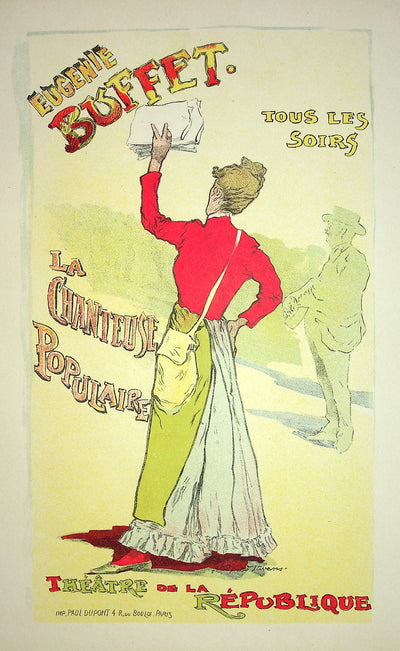 Léopold STEVENS : Eugénie Buffet, La chanteuse populaire, Lithographie originale signée