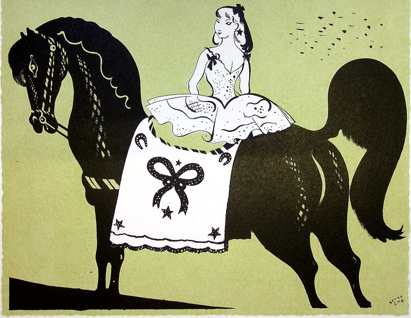 SERGE (Maurice Féaudierre, dit) : Le cheval noir, Lithographie originale signée