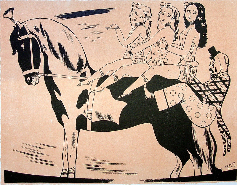 SERGE (Maurice Féaudierre, dit) : Tout le monde à cheval, Lithographie originale signée