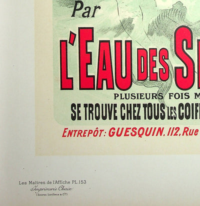 Jules CHERET : Eau des sirènes, Lithographie originale signée