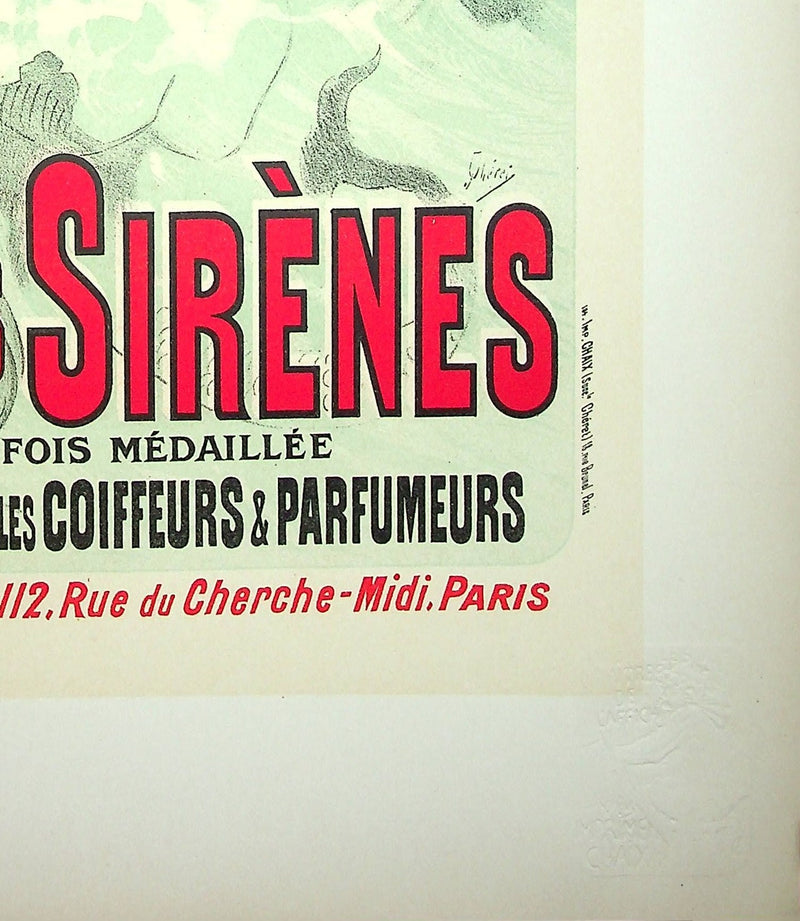 Jules CHERET : Eau des sirènes, Lithographie originale signée