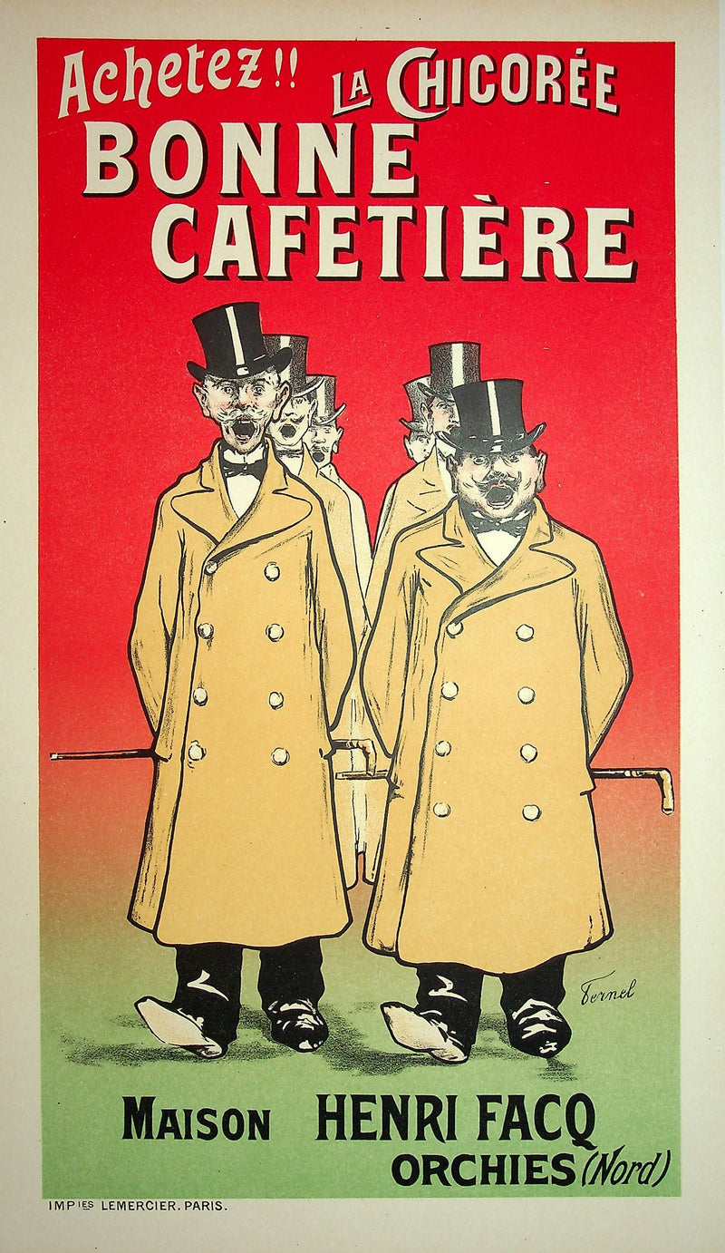 Fernand FERNEL : La Chicorée Bonne Cafetière, Lithographie originale signée