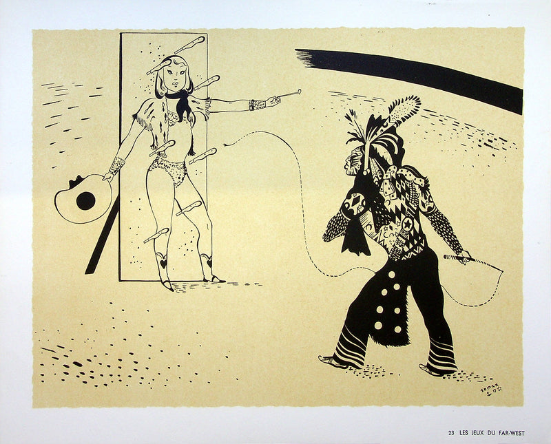 SERGE : Les jeux du far-west, Lithographie originale (vue générale) - Crédit photo : Galerie Art.Paris