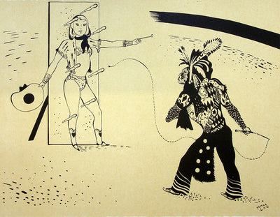 SERGE (Maurice Féaudierre, dit) : Les jeux du far-west, Lithographie originale signée