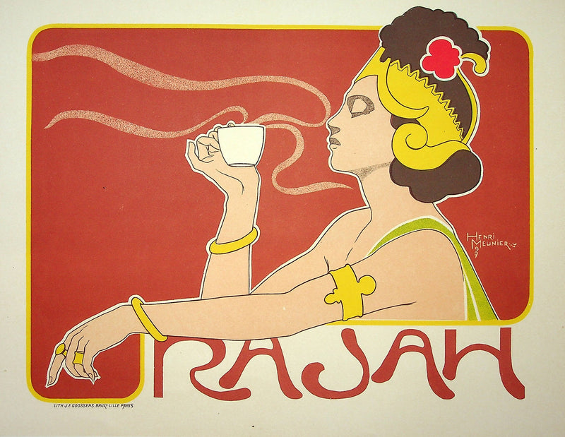 Henri MEUNIER : Café Rajah, Lithographie originale signée